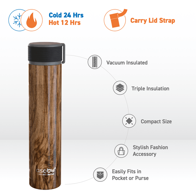 Wood Skinny Mini Flask by ASOBU® - Vysn