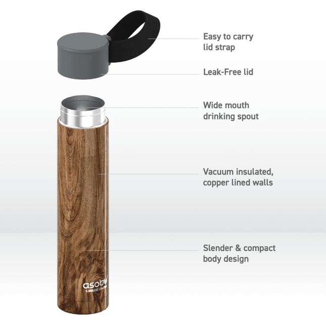 Wood Skinny Mini Flask by ASOBU® - Vysn