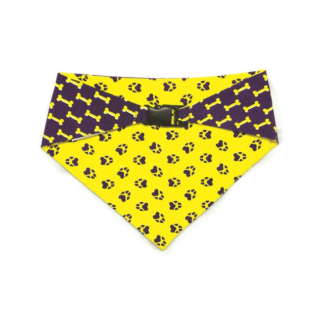 Yellow & Purple Reversible Dog Bandana by Uptown Pups - Vysn